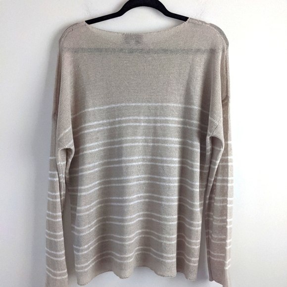 Euc Joan Vass 100% Linen Striped Lightweight Sweater XL - Picture 4 of 12